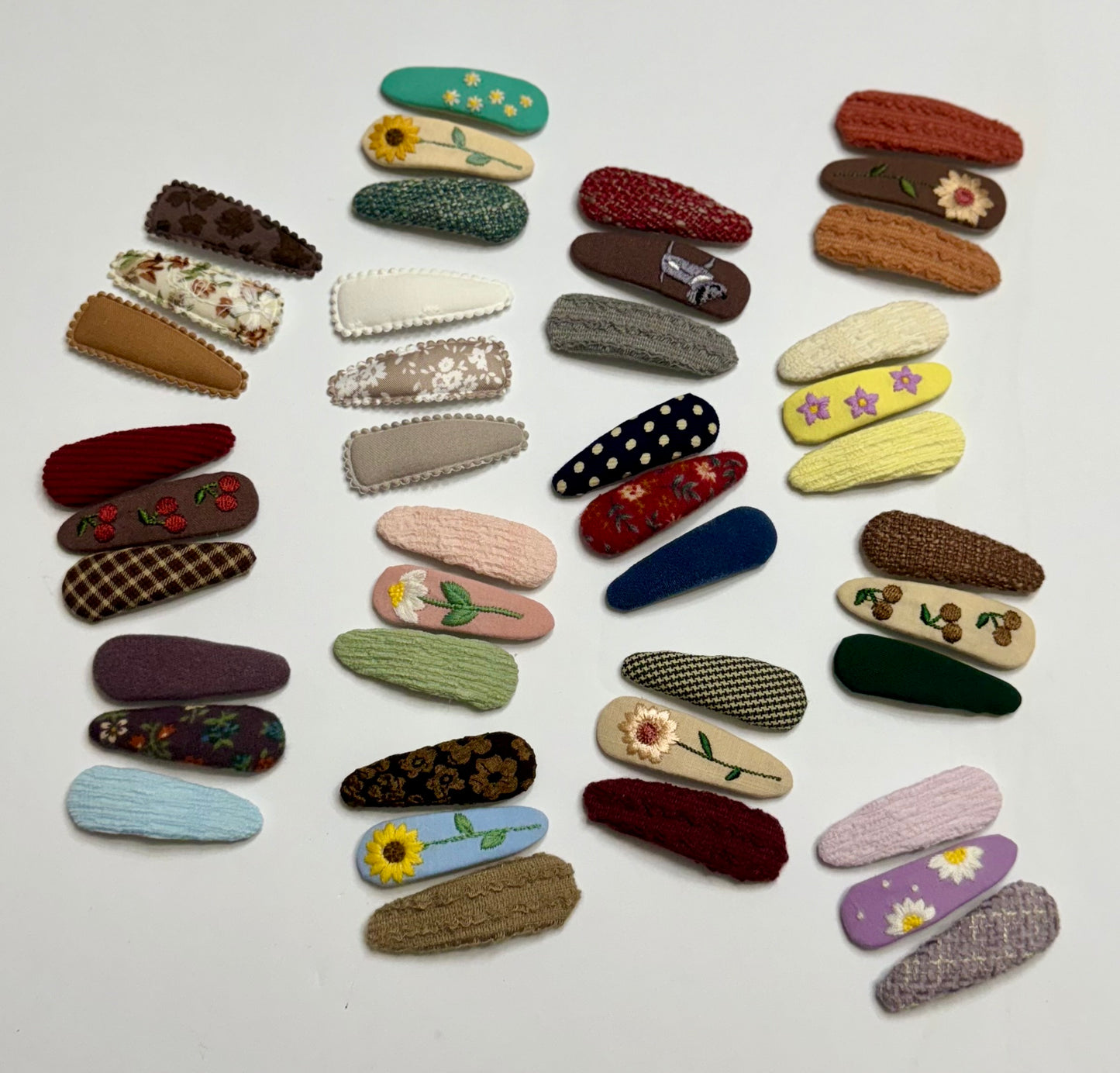 3 pack fabric girls hair barrettes