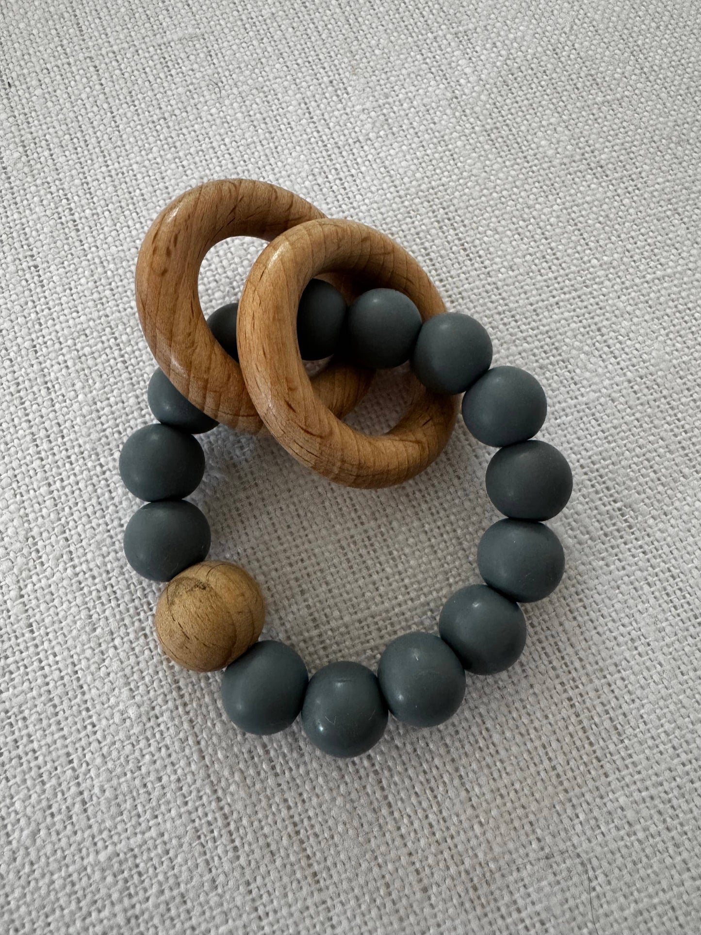 Silicone & Beechwood Baby Bracelet Teether Toy