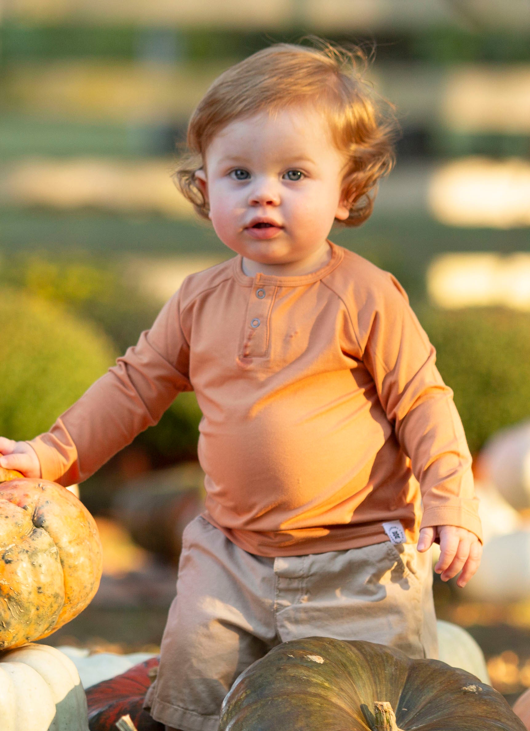 Pumpkin spice colored long sleeve bamboo top