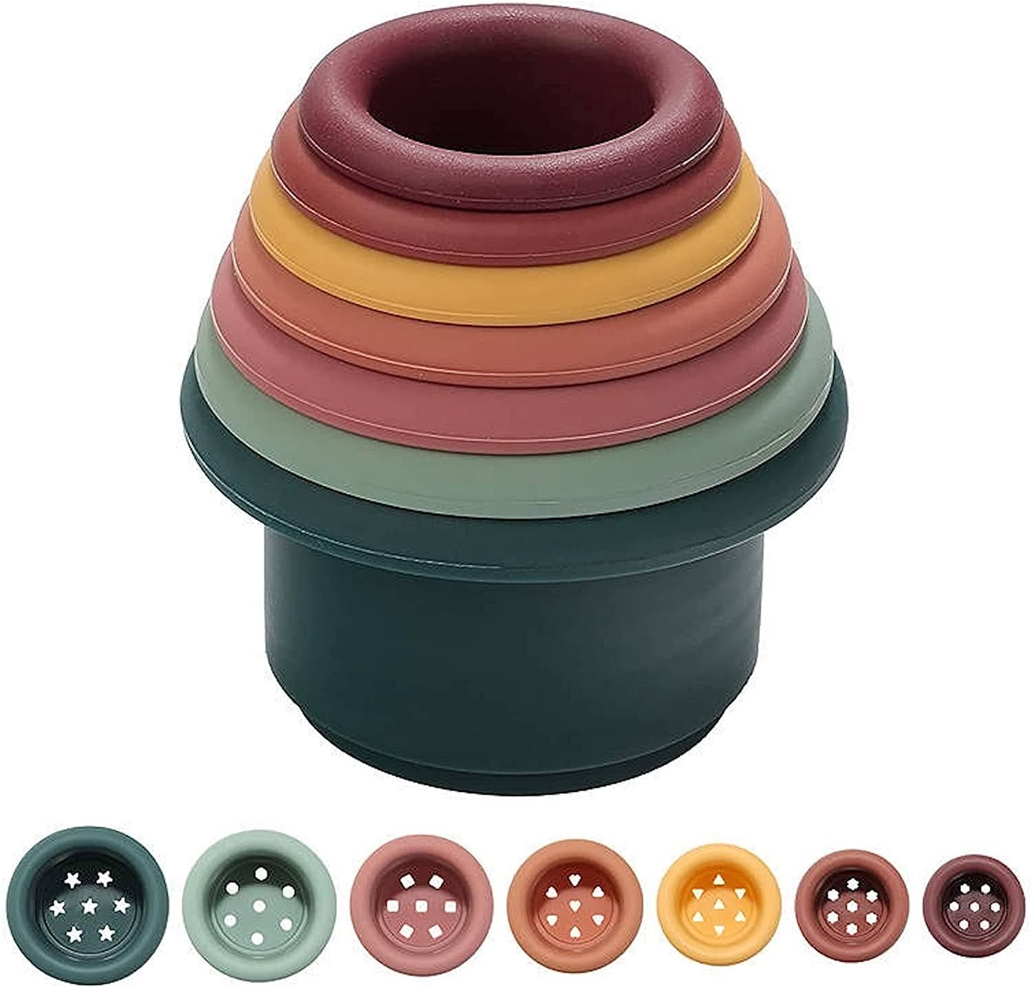 baby toddler stacking silicone cups for bath and brain development