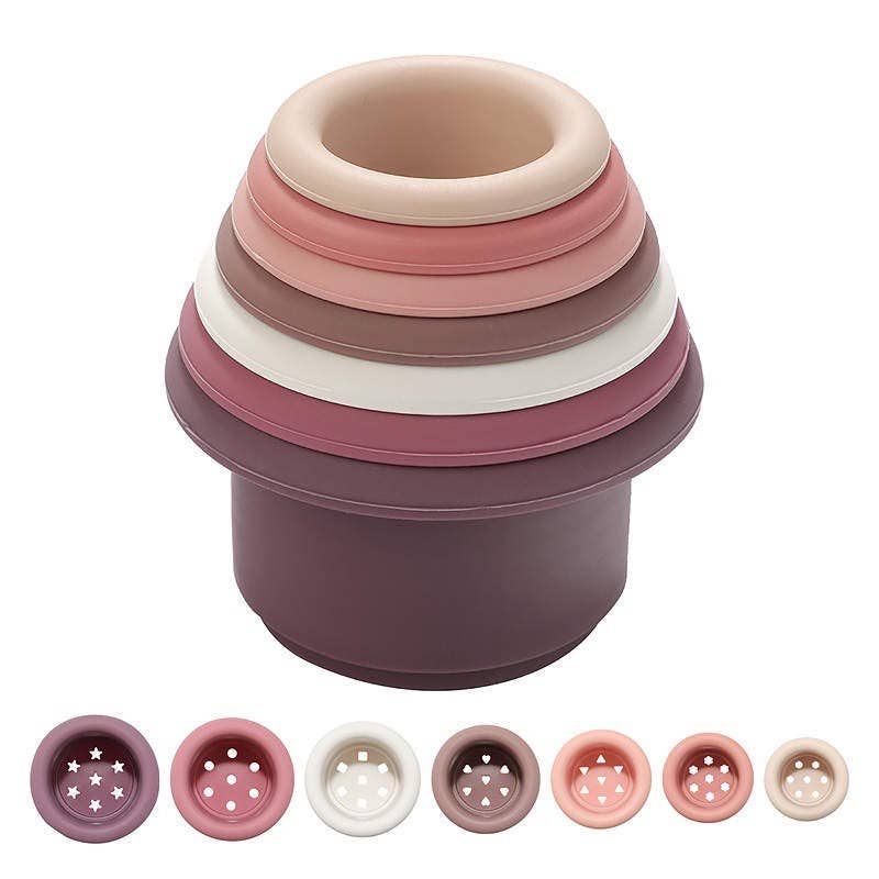 baby toddler stacking silicone cups for bath and brain development