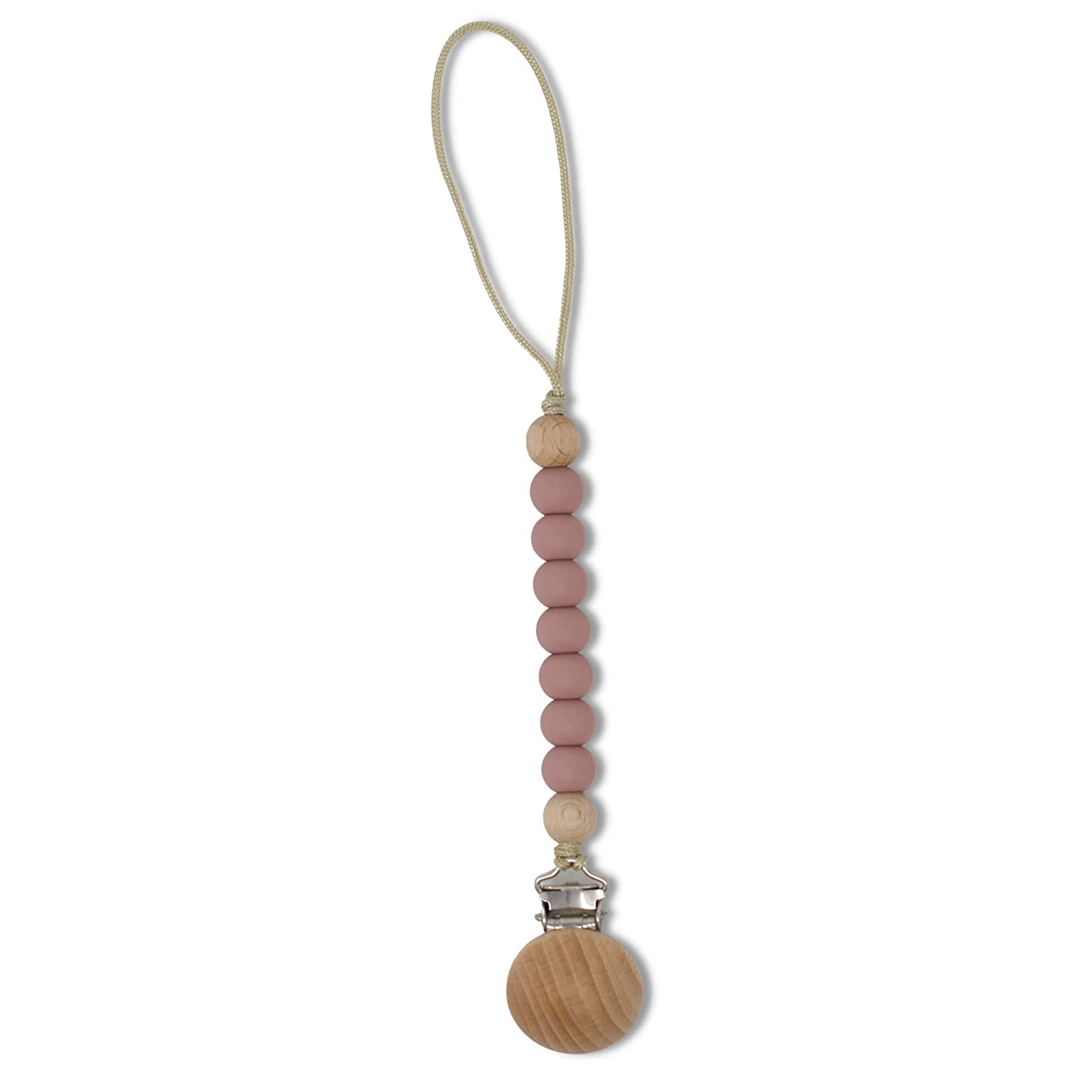 baby and toddler beechwood and silicone pacifier clip