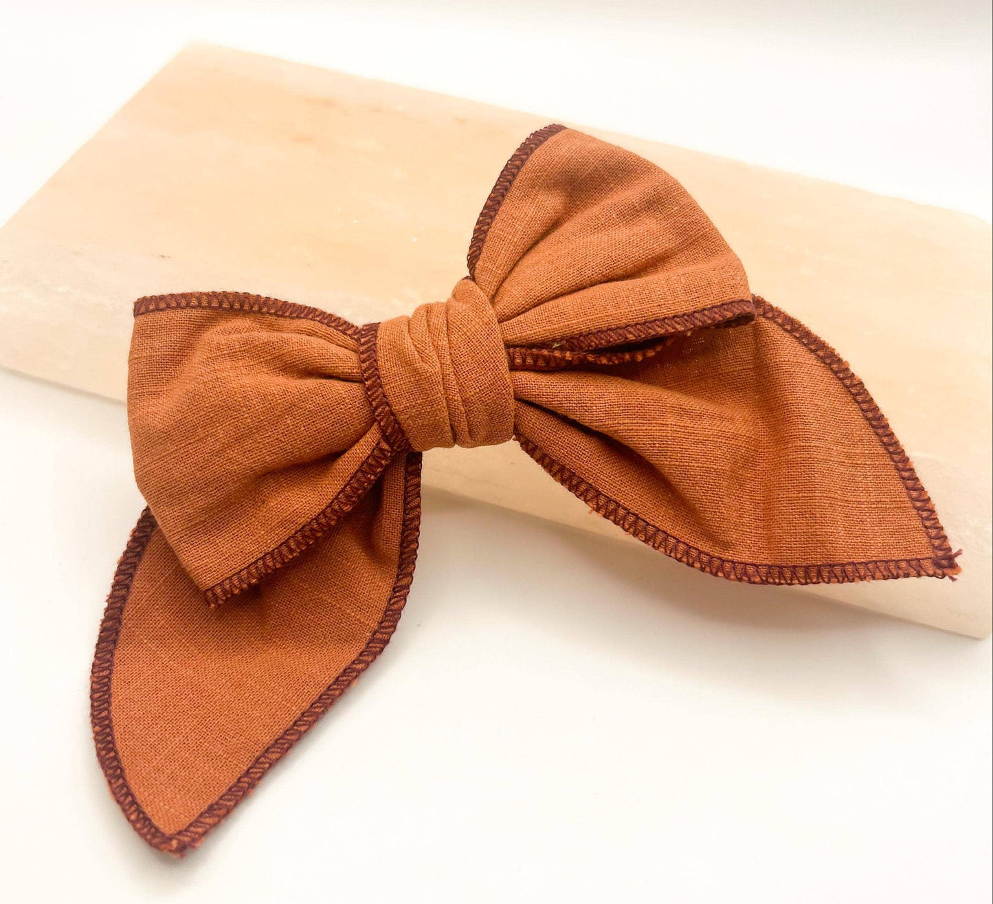 chestnut fabric bow with alligator clip