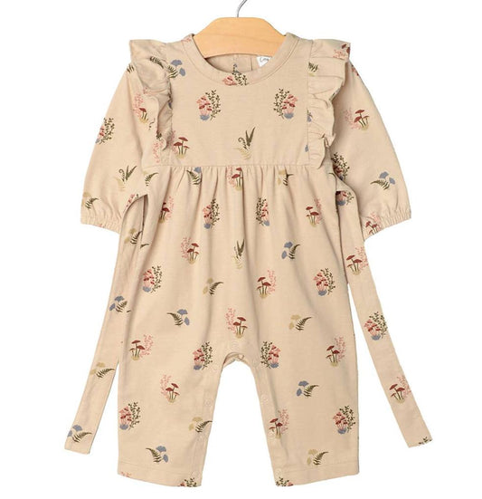 flutter sleeve tie back girls mushroom long sleeve romper