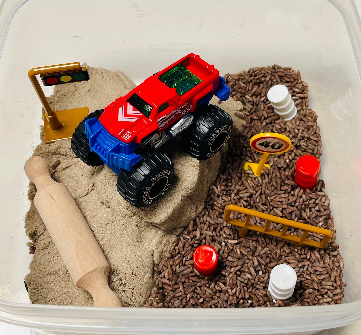 Monster Truck Madness Kinetic Sand and Sensory Rice Kit