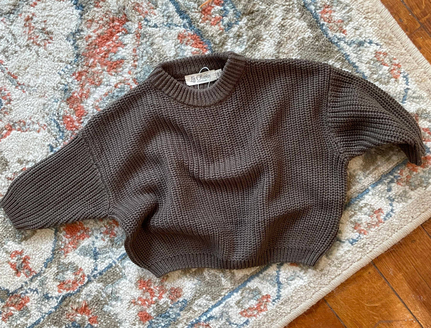 espresso colored knit gender neutral fall winter sweater for toddlers