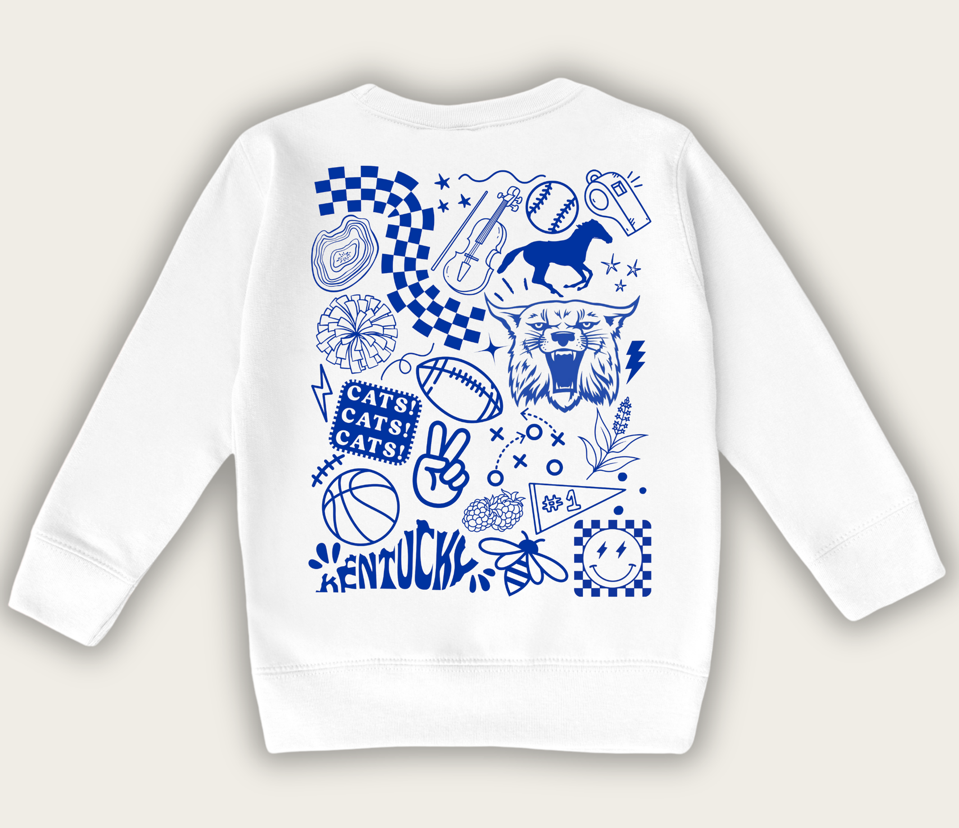 toddler crewneck with Kentucky theme state icons and graphics