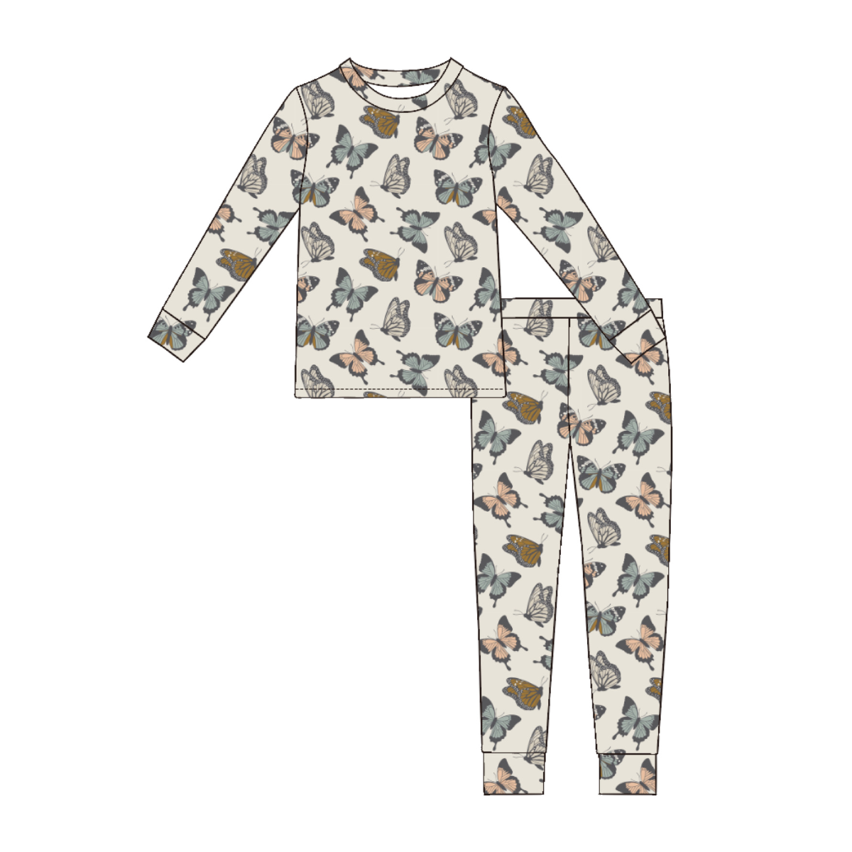 butterfly pastel print toddler bamboo set