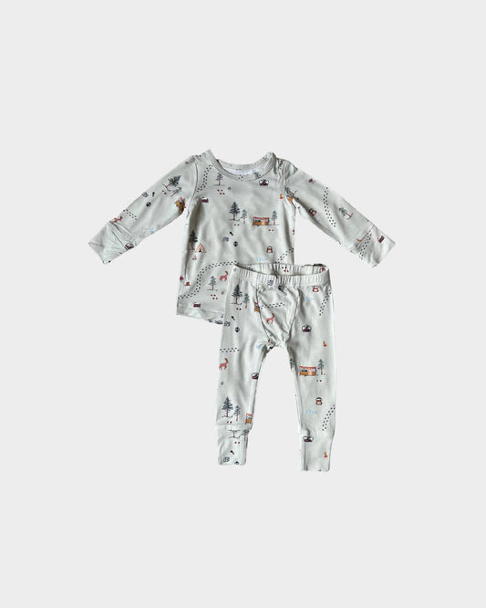 two piece bamboo set with campground print