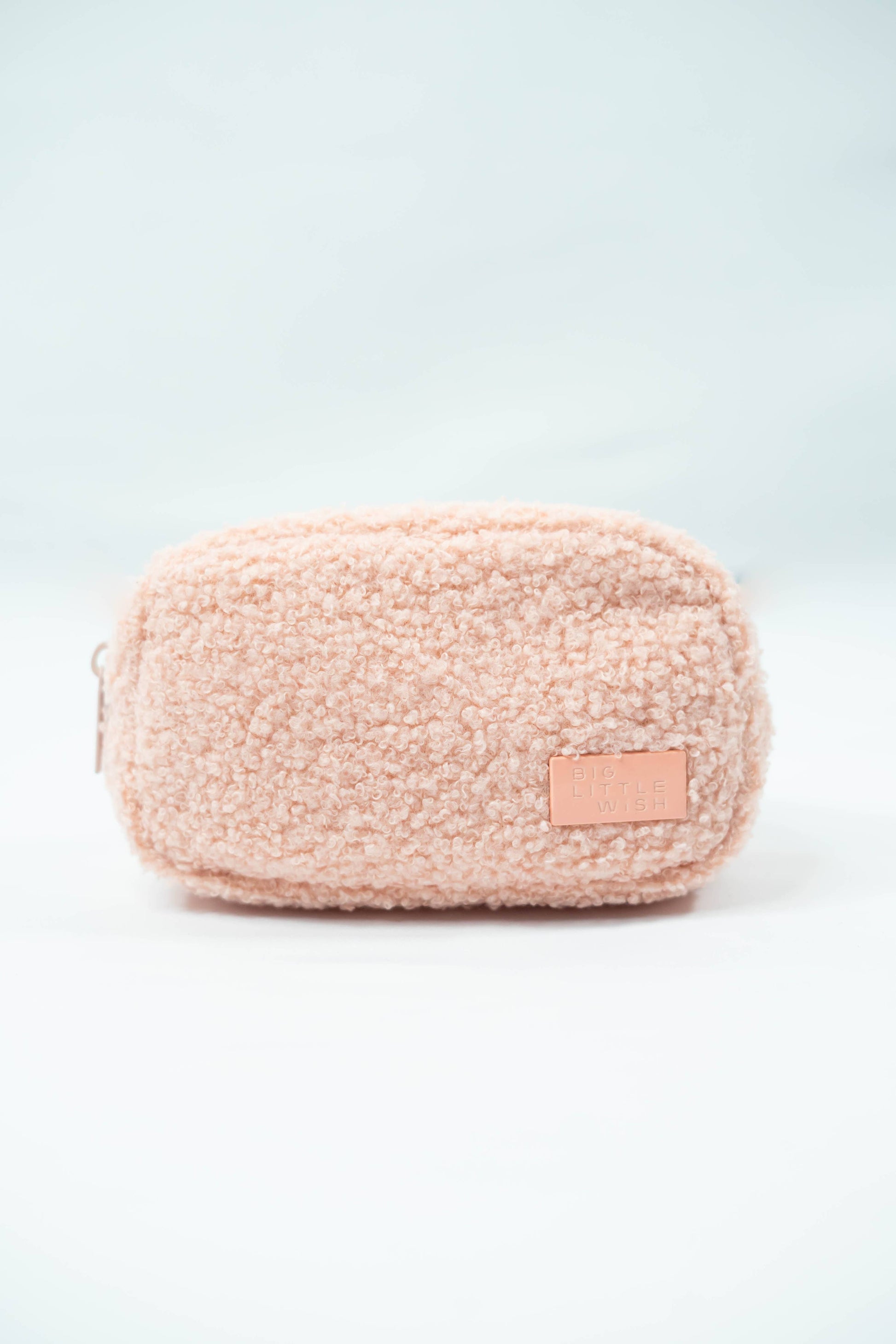 blush pink sherpa toddler belt bag 